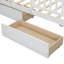 Lit plateforme simple en bois avec éclairage à DEL intégré, tête de lit multifonctionnelle, garde-corps et 2 tiroirs, blanc