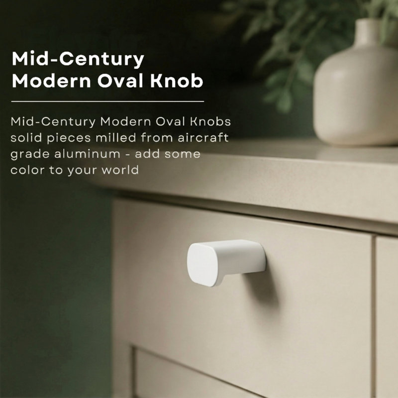 1.75" Oval Knob, Snow (White)