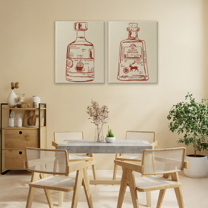 Ensemble de toile 2 pièces Liquor Bottle Essence, design par Melissa Wang, H 20 po x l 16 po