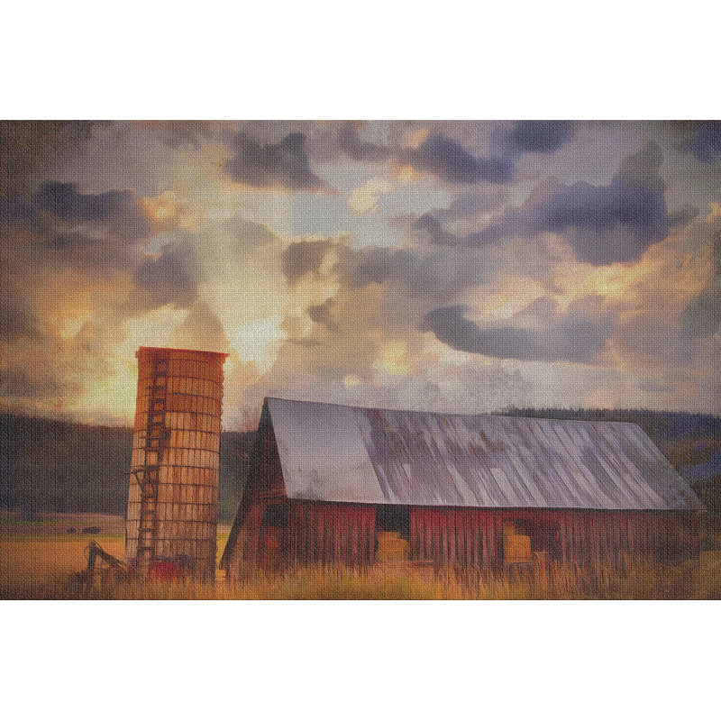 Barn Landscap Sunrise - Wrapped Canvas Art Prints, 20cm H x 30cm W x 3.8cm D