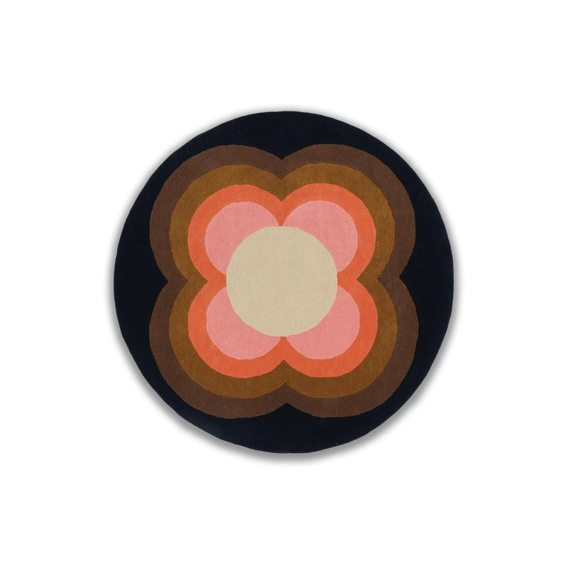 Multicolored Round Carpet With Geometric Pattern, Round 3'4"