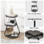 Modern 3-Tier Round Bedside Table with Adjustable LED Lighting, Small Accent Storage Table for Sofa Side & Lounge-134514159