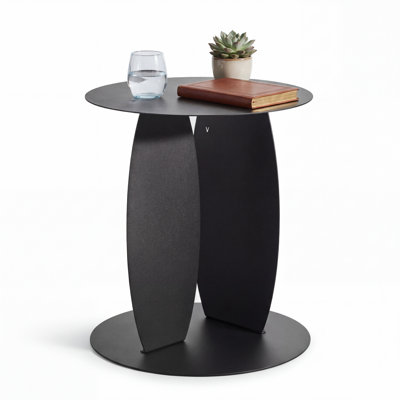 Modern Geometric Round Metal Accent Table