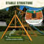 Wooden Swing Set with Slide, Climbing Wall & Sandbox
