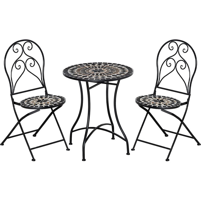2 - Person Metal Patio Dining Set with Round Table