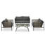 Ensemble de canapé de patio 4 personnes toutes saisons avec coussins confortables et table en verre élégante