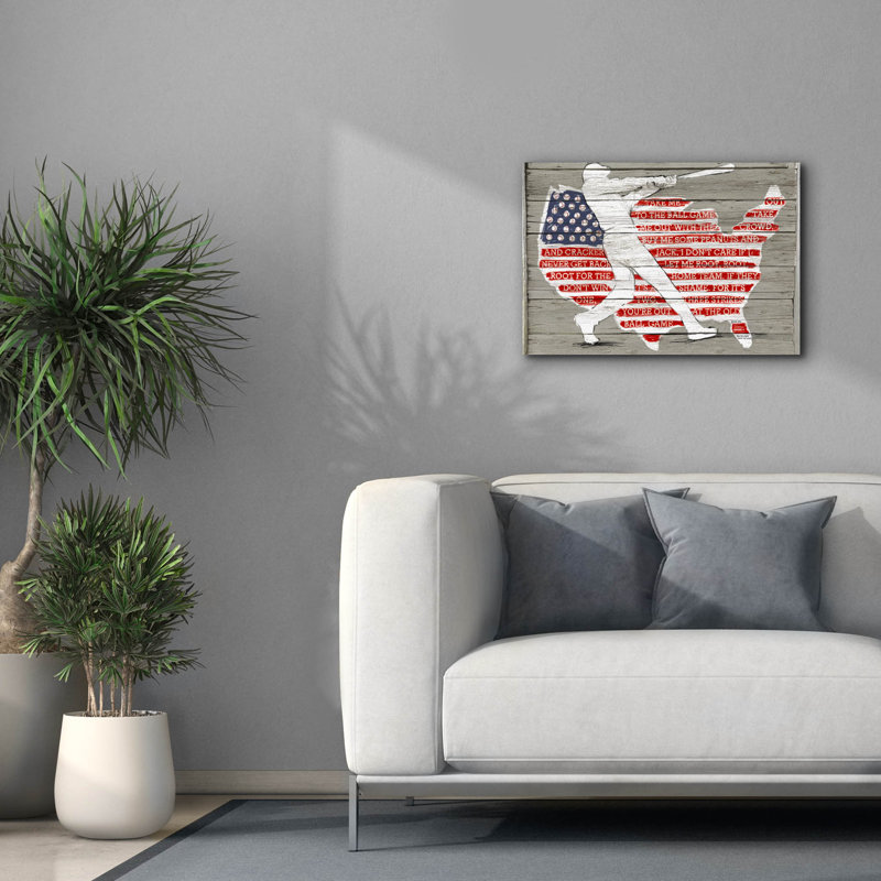 «Usa Flag And Batt» par Art Licensing Studio, art mural sur toile, H 18 po x l 26 po x P 0,75 po