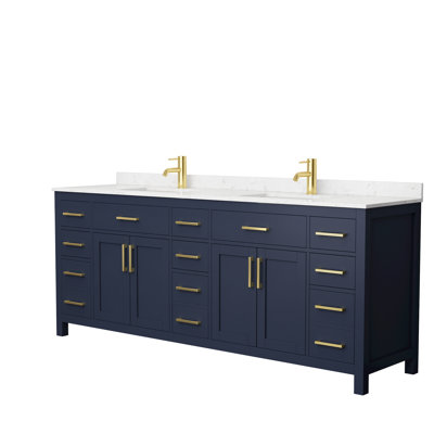 Beckett 84" Freestanding Double Bathroom Vanity with Cultured Marble Top