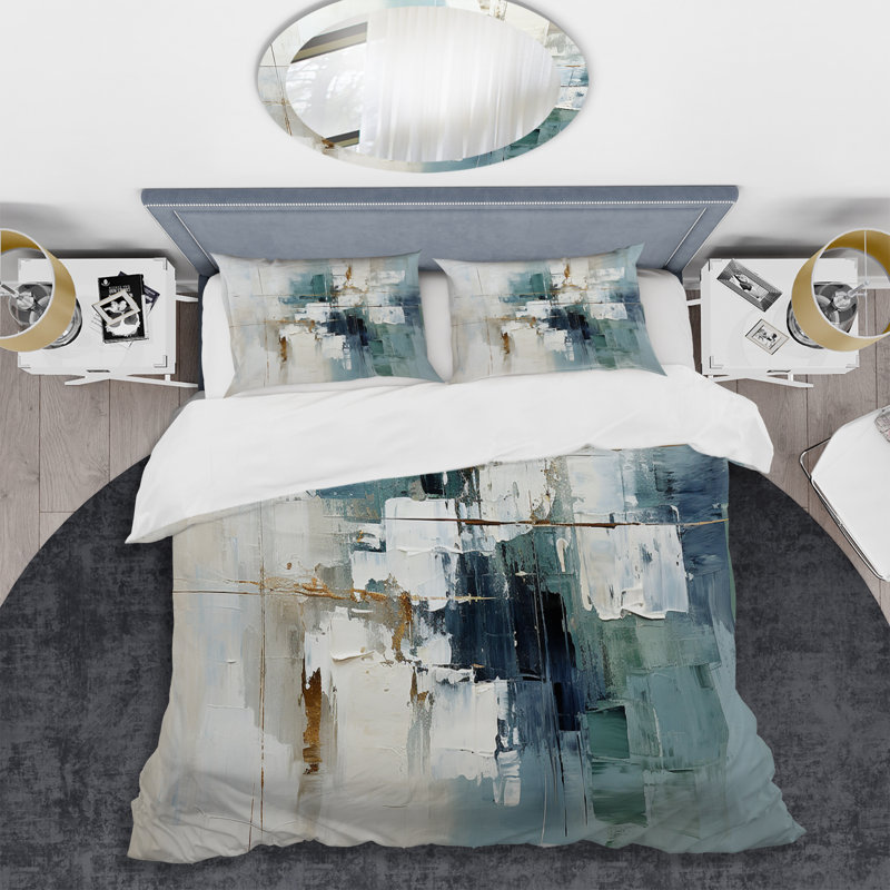Ensemble de housse de couette Subtle Serenity I - Abstract Collages, Housse de couette simple et deux taies décorative