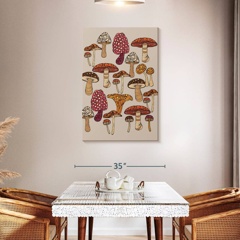Yarlin Doodles Mushrooms, 45" H x 30" W