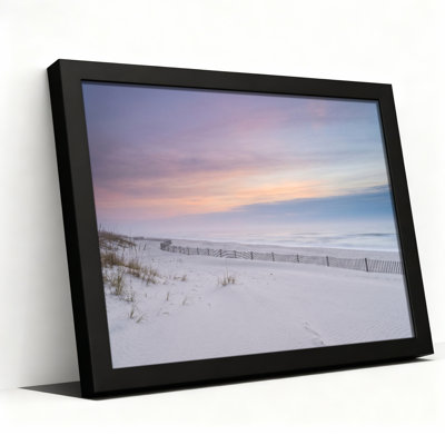 Toile noire encadrée en bois noir pour salon, chambre à coucher, bureau ou vestibule - décoration murale décorative avec coucher de soleil sur la plage