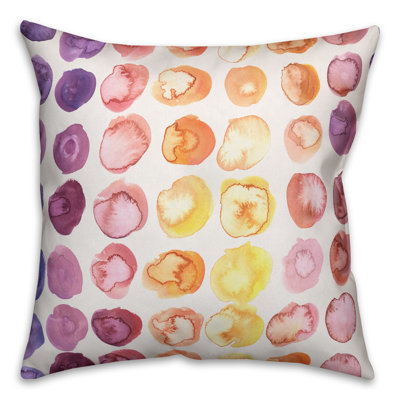  Watercolor Polka Dots Throw Pillow