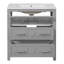 Ensemble de meuble-lavabo simple 30 po avec 3 tiroirs, meuble-lavabo autoportant avec cadre en bois massif 30 po, gris-121018114