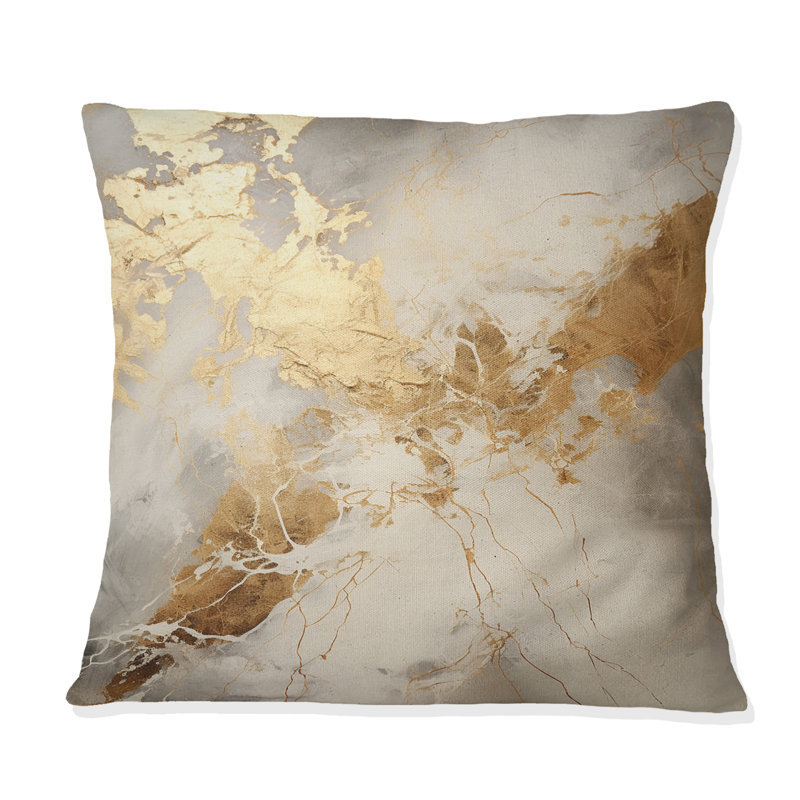 Coussin Beige et doré Marble Lightning III - Abstract Shapes