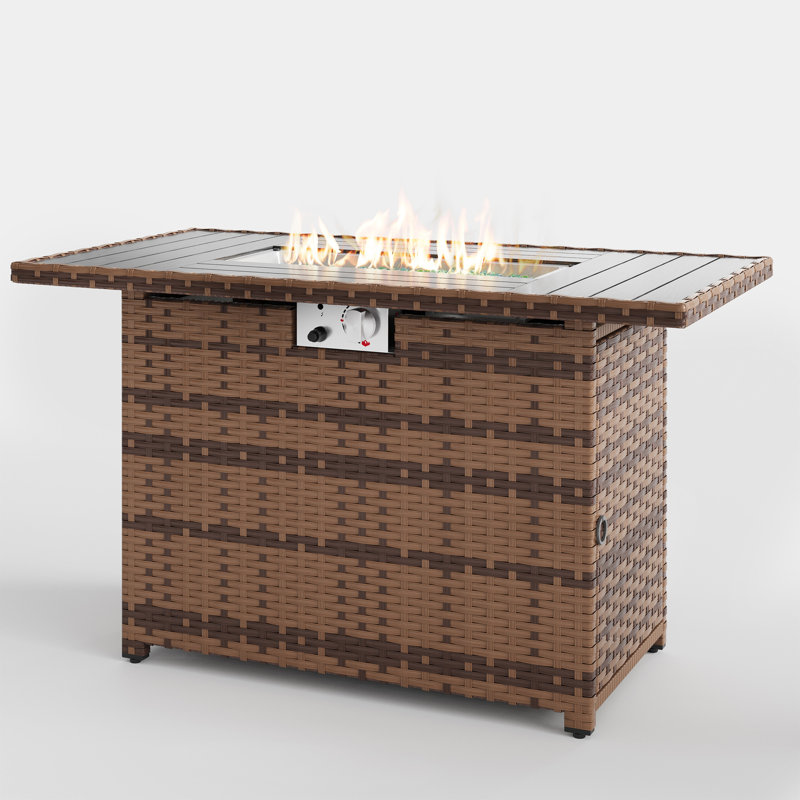 Table de foyer d'extérieur rectangulaire Terkel, Marron foncé