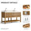 Meuble-lavabo double 60 po en bois massif avec plateau en quartz, entièrement assemblé-1317379534