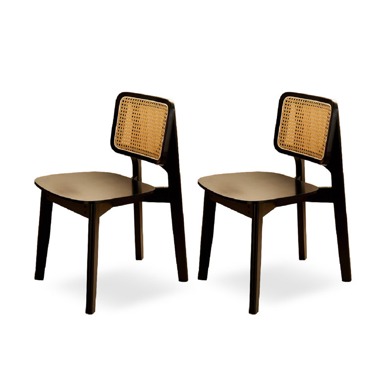 Chaise de salle à manger en rotin, Noir