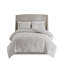 Ensemble d'édredon 3 pièces en chenille de coton touffeté à motif floral gris chaud / blanc double / grand-119922162-119922164