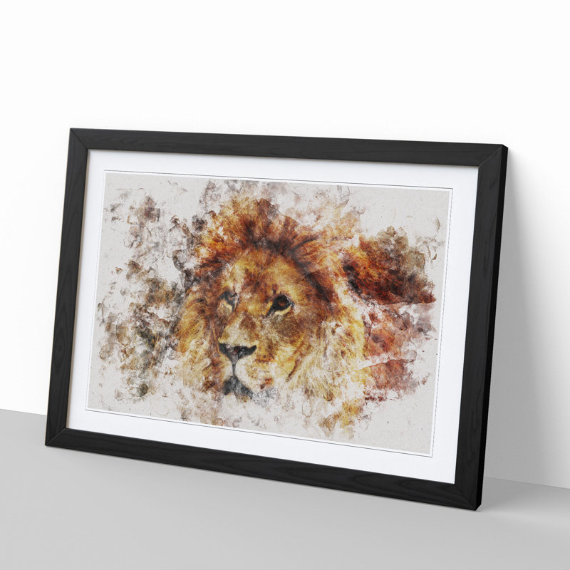 Lion Vol.6 - Framed Print, 65cm H x 90cm W x 2cm D, Black Framed