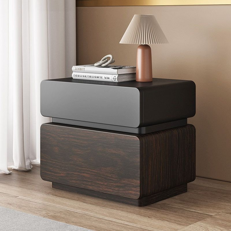 Table de chevet en bois massif de 19,68 po de largeur, deux tables de chevet rétro en noyer noir.