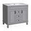 Meuble-lavabo de salle de bain avec lavabo supérieur, armoire à miroir, armoire de rangement moderne avec 2 portes à fermeture douce et 2 tiroirs, meuble-lavabo simple-112897603