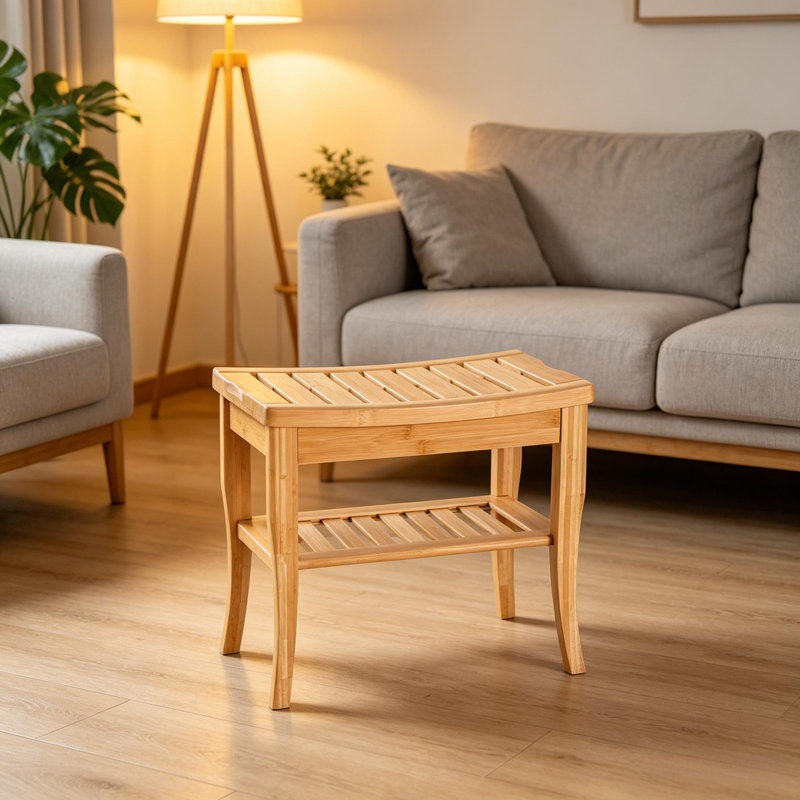 Functional Bench,2-Tier Slatted Shower Bench,Portable Stool
