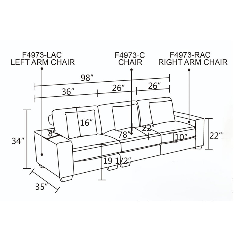 3-Piece Customized Dark Grey Corduroy Reversible Modular Sofa Set for Versatile Comfort and Style
