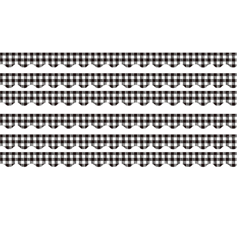 Bordure festonnée Gingham, Noir / blanc