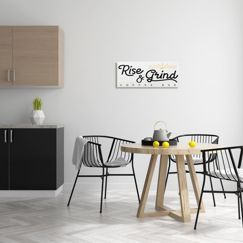 "Rise & Grind Coffee", "Rustic Sunrise", art mural sur toile tendue par Daphne Polselli, H 10 po x l 24 po
