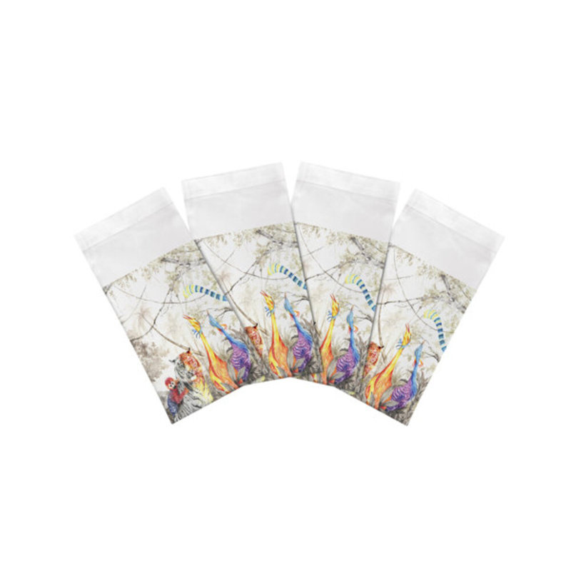 Arcadia Tiger and Zebra Scene Hemstitch 22" Linen/Cotton Napkin