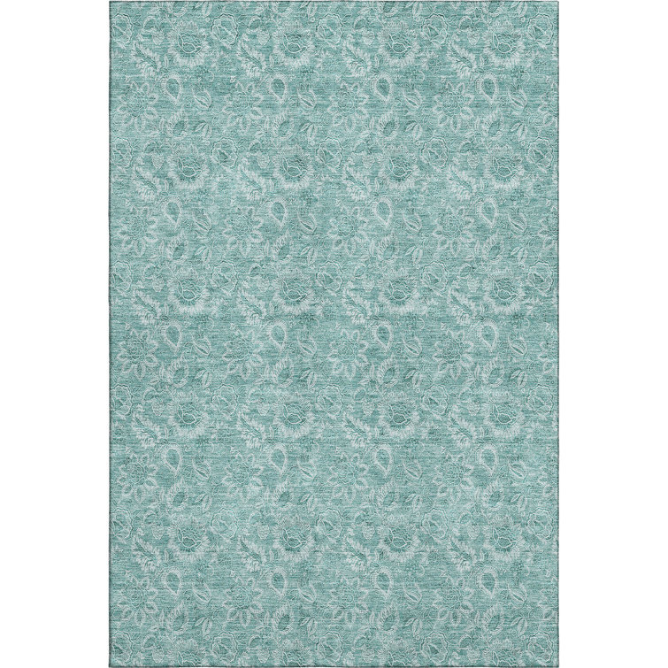 Premium Machine Washable Prisco Teal Rug