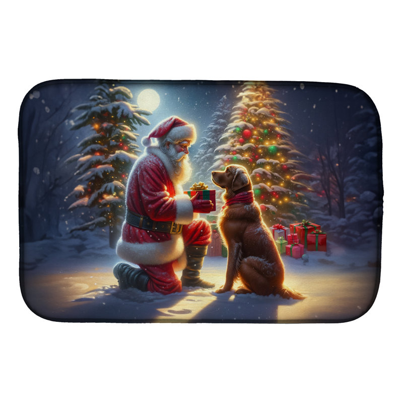 Tapis de séchage Chesapeake Bay Retriever and Santa Claus