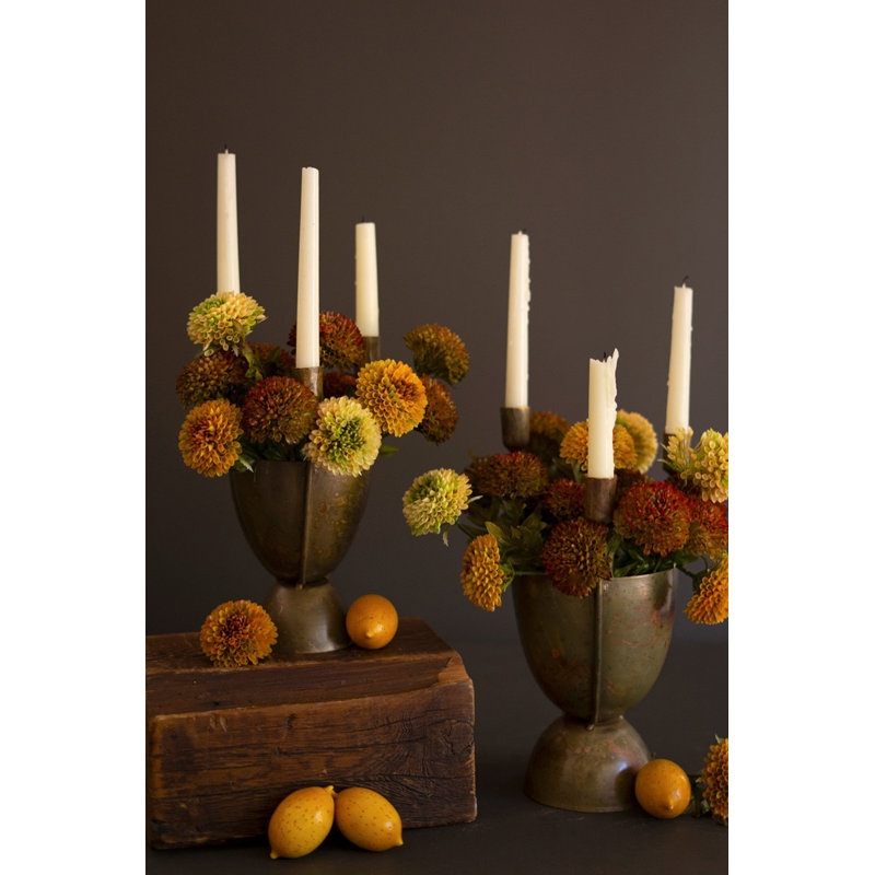  Porte-cônes décoratifs en métal avec base de pot à fleurs finition or H 14 po, ensemble de 2