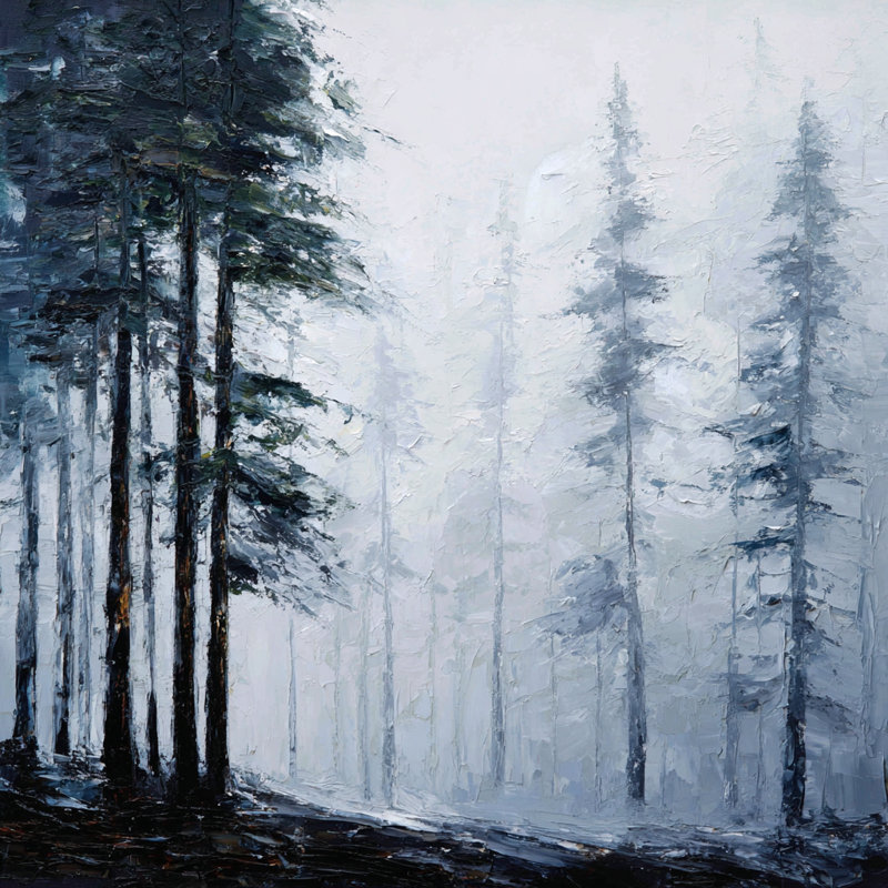 Art mural sur toile Misty Woodland Path, H 30 po x l 30 po