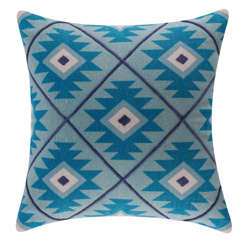 Sedona Textured Cotton Throw Pillow, Blue/White, Polyester