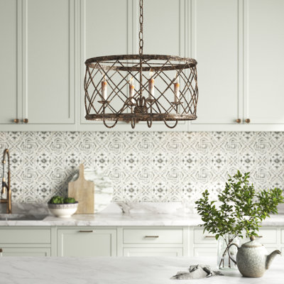 Lustre tambour unique à 4 lumières Ryne