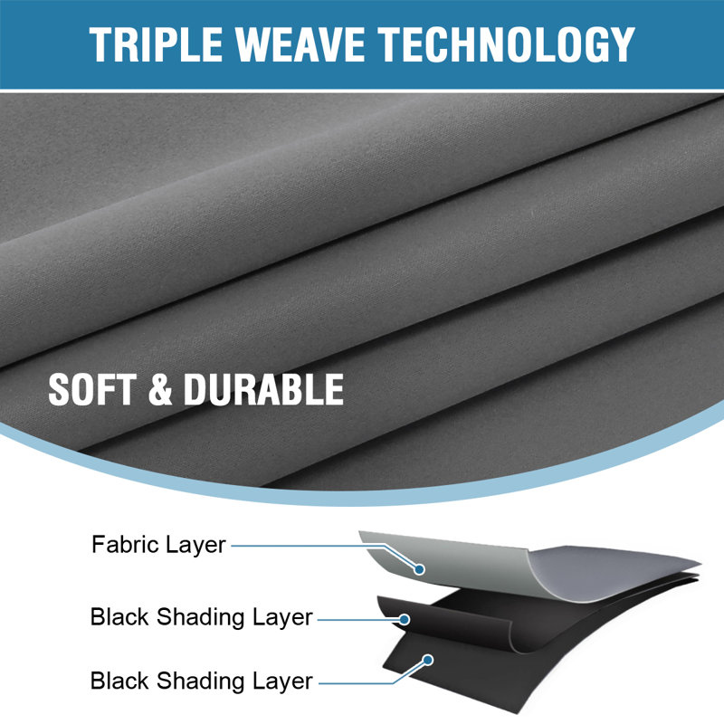 100% Blackout Curtains for Bedroom with Liner Full Room Darkening Curtains Thermal Insulated Back Tab/Rod Pocket Window Drapes for Living Room, 2 Panels