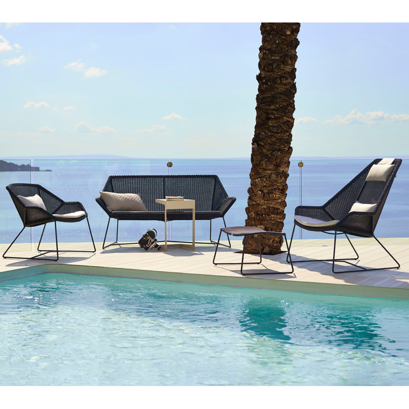 Breeze Patio Chair with Cushions, Black, Taupe