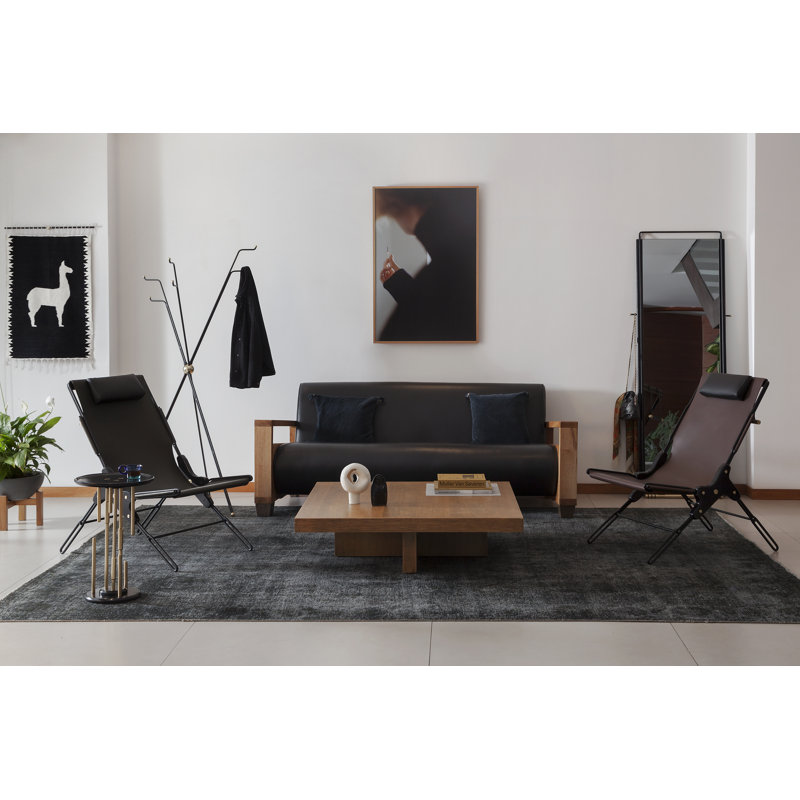 Perfidia Leather Lounge Chair, Brown Genuine Leather
