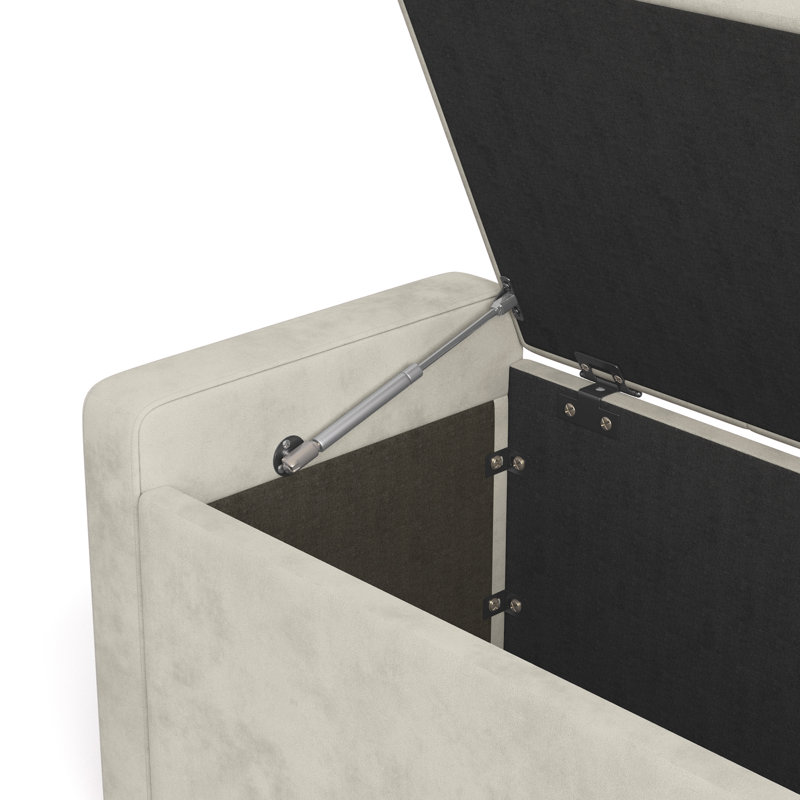 Banc de rangement rembourré Benedetto, Velours beige Mila
