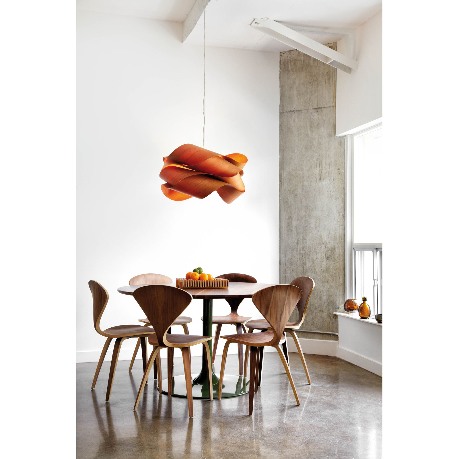 Single Light Dimmable Pendant, Orange, Matte Black, 15.7" H x 27.1" W x 27.1" D