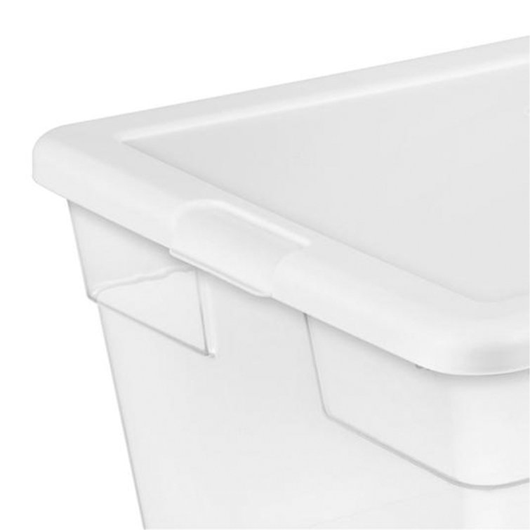 Sterilite 16598008 56 Quart/53 Liter Storage Box White Lid w/ Clear Base 8-Pack