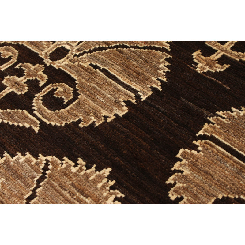 Tapis unique brun foncé en laine noué à la main de style nouvel âge de 18 pi 3 po 10 po x 5 pi 9 po Nouvel Âge