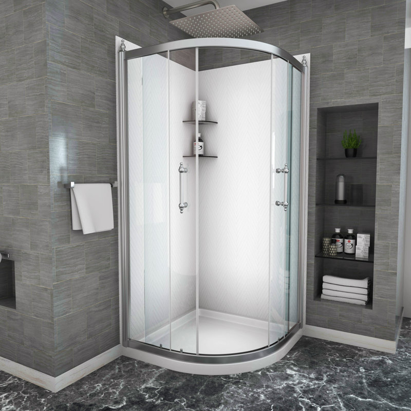 Porte de douche 36 po x 72 po avec cabine de douche encadrée en chrome