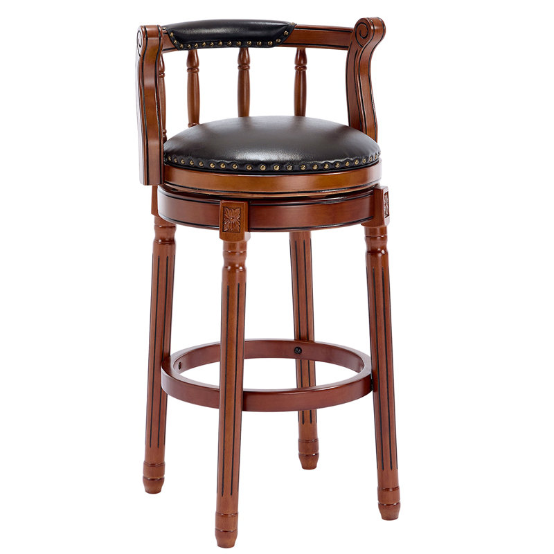 Tabourets de bar en bois avec dessus de vache, chaise pivotante à 360 degrés avec dossier pour comptoir de cuisine