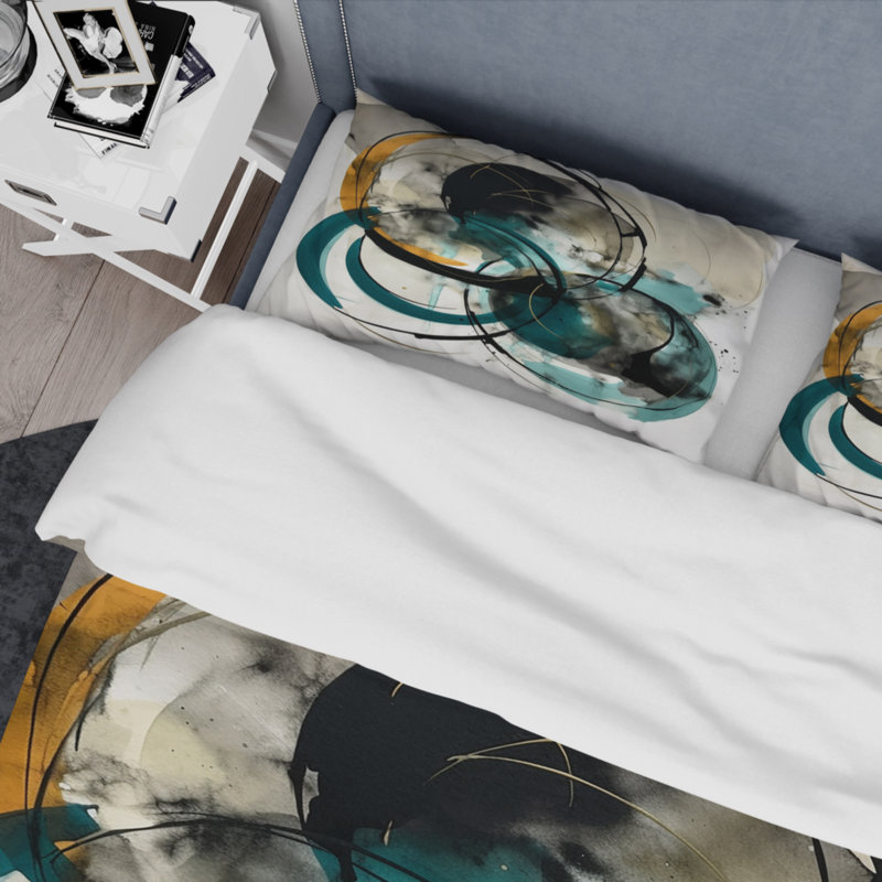 Ensemble de housse de couette en microfibre / polyester Green Grey Minimalims Fludity Bedding