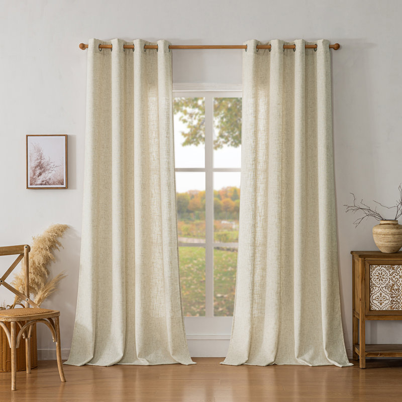 Paire de rideaux semi-transparents avec œillets Draycott, L 52 po x L 63 po, Blanc cassé