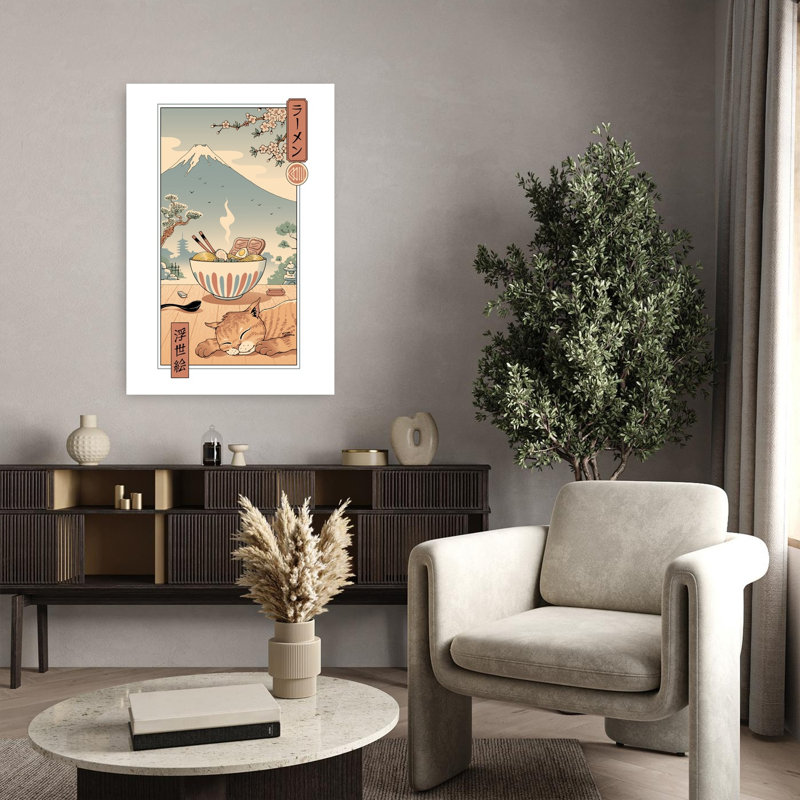 Art contemporain contemporain, paysage de chat, cerise, paysage naturel, H 36 po x l 24 po