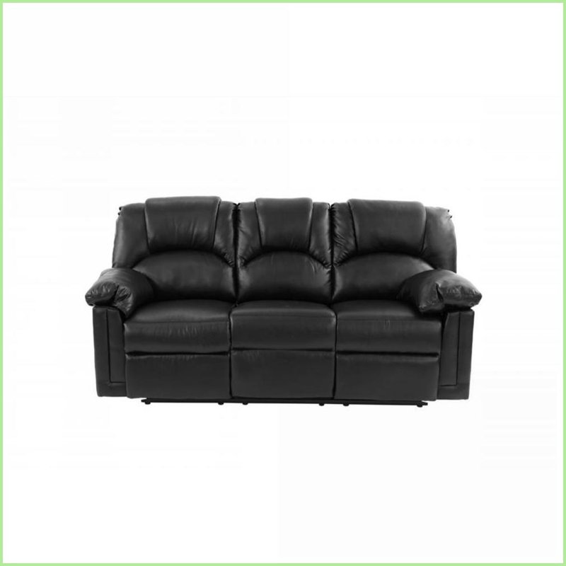 Canapé inclinable contemporain en cuir reconstitué noir de 80 pouces Motion | Noir | Cuir retravaillé | Métal