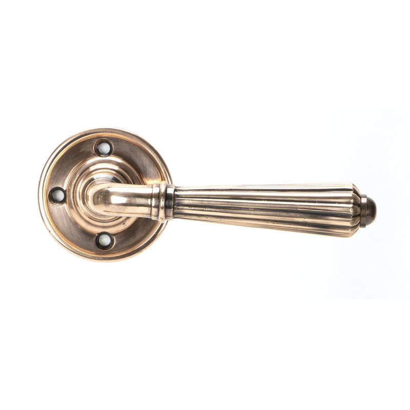 Hinton Lever on Rose Set - Unsprung, Polished Bronze